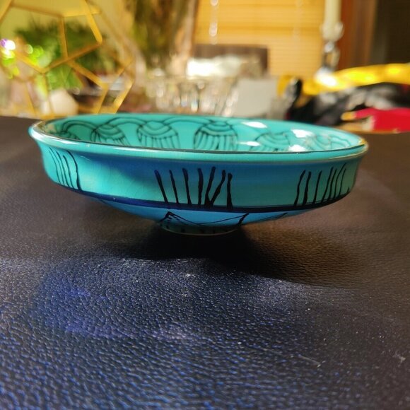 Fish Bowl from the British Museum, an Egyption reproduction in Turquoise Blue - Picture 4 of 7